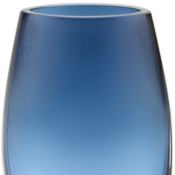 8 Mouth Blown Crystal Oval Thick Midnight Blue Walled Vase - Image 4