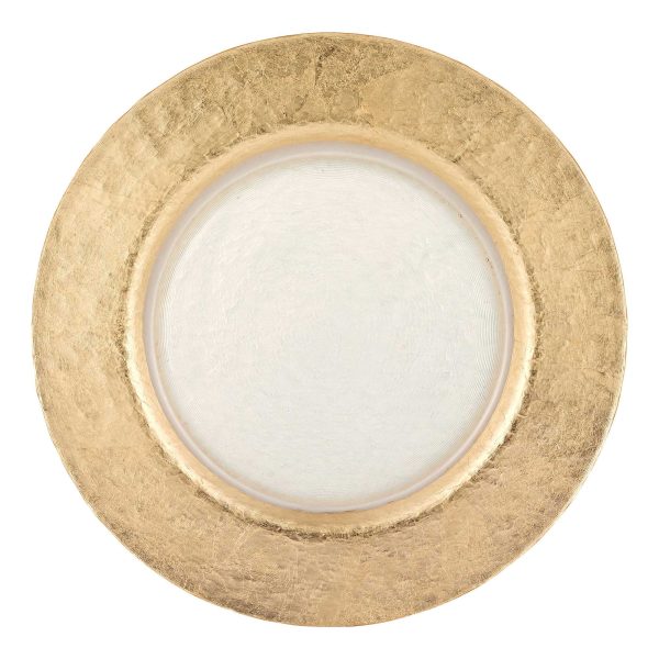 13 Hand Crafted Gold Glass Authentic Leaf Round Charger Plate - Image 2