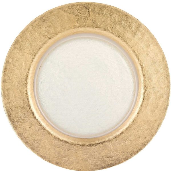 13 Hand Crafted Gold Glass Authentic Leaf Round Charger Plate - Image 3