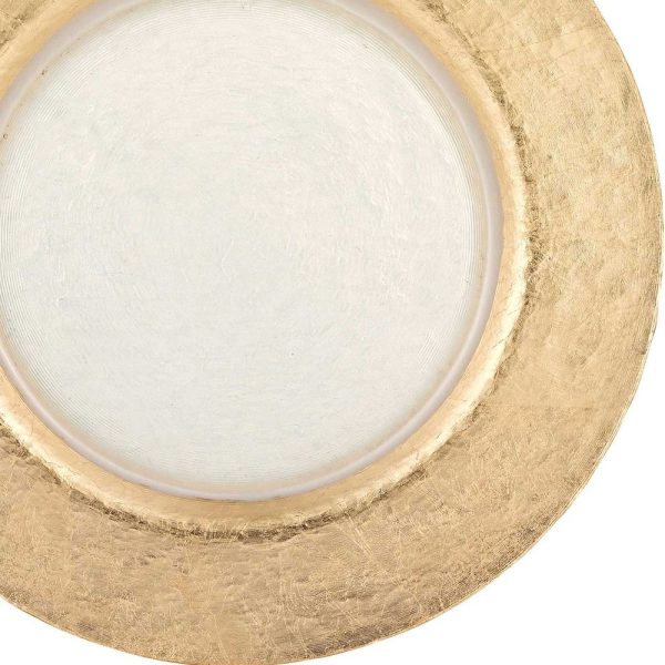 13 Hand Crafted Gold Glass Authentic Leaf Round Charger Plate - Image 4