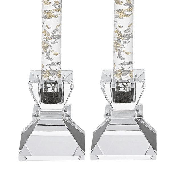 Hand Crafted Crystal Pair of Handcrafted Candle Holders - Image 3