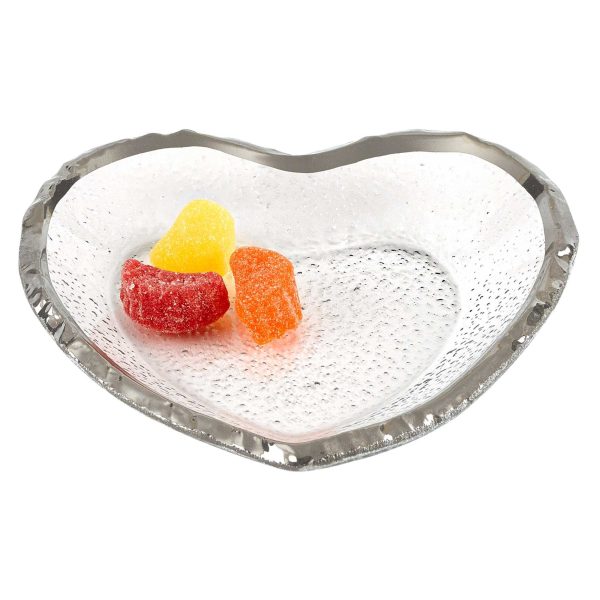 8 Mouth Blown Heart Edge Silver Plate - Image 2