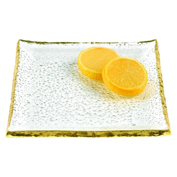 7 Glass Set of 4 Square Edge Gold Plates - Image 2