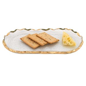 14 Glass Oval Edge Gold Leaf Platter