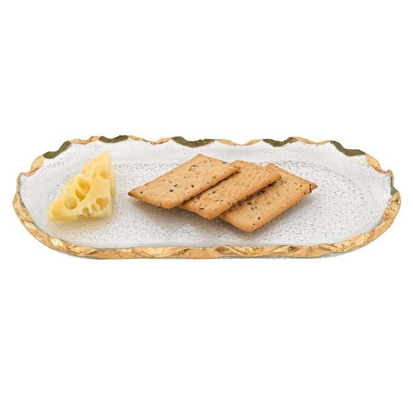 14 Glass Oval Edge Gold Leaf Platter - Image 2
