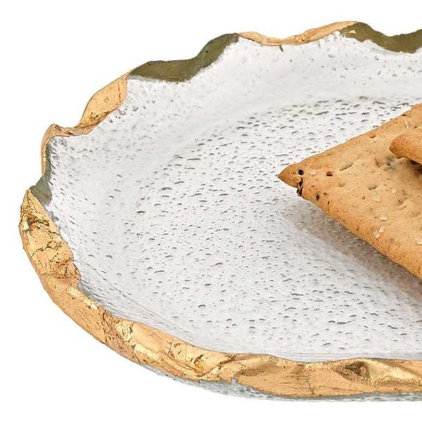14 Glass Oval Edge Gold Leaf Platter - Image 3