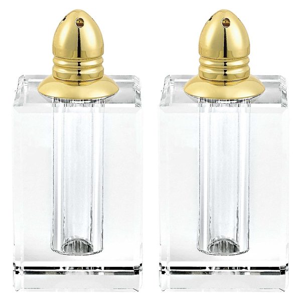 Handcrafted Optical Crystal and Gold Large Size Salt and Pepper Shakers - Image 3