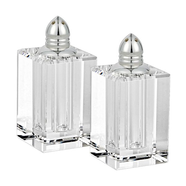 Handcrafted Optical Crystal and Silver Large Size Salt and Pepper Shakers - Image 3