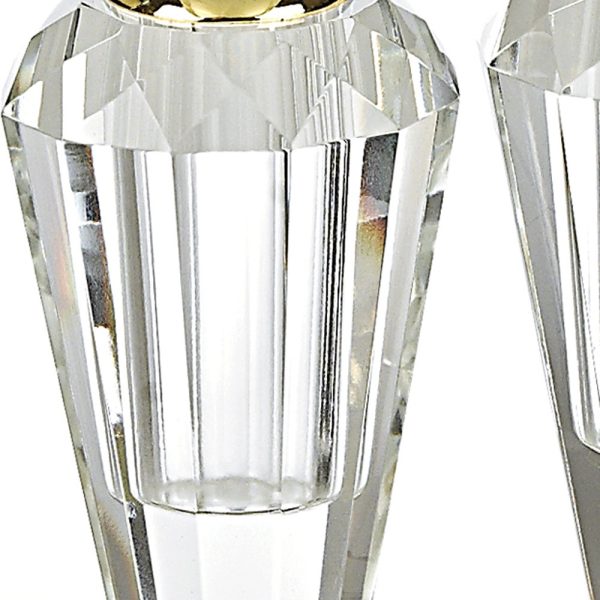 Handcrafted Optical Crystal and Gold Pair of Salt and Pepper Shakers - Image 4