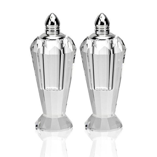 Handcrafted Optical Crystal and Silver Pair of Salt and Pepper Shakers - Image 3