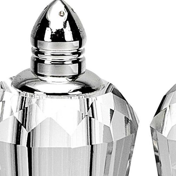 Handcrafted Optical Crystal and Silver Pair of Salt and Pepper Shakers - Image 4