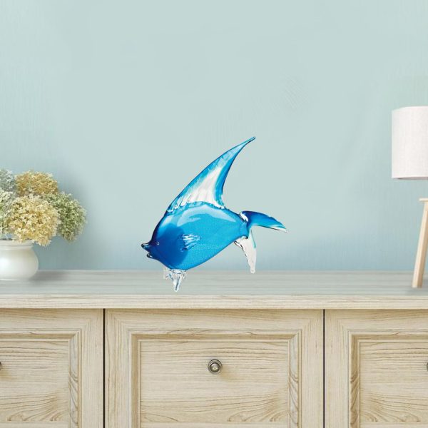 16 Mouth Blown Light Blue Tropical Fish Art Glass - Image 3