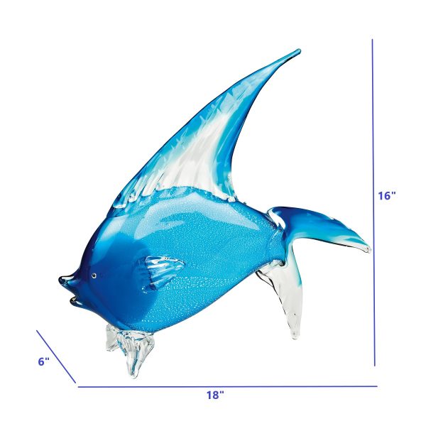 16 Mouth Blown Light Blue Tropical Fish Art Glass - Image 4