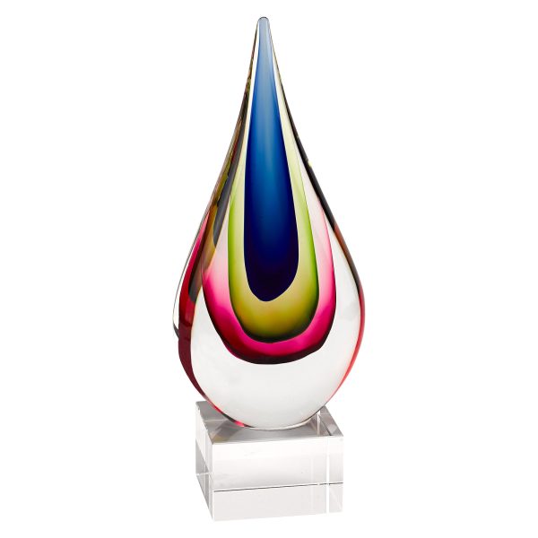 11 Mouth Blown Teardrop Centerpiece on Crystal Base - Image 3