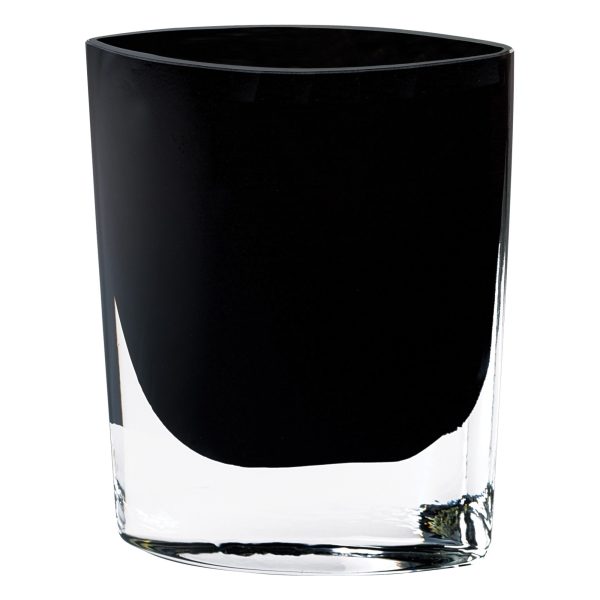 8 Mouth Blown Crystal European Made Lead Free Jet Black Pocket Shaped Vase - Image 3