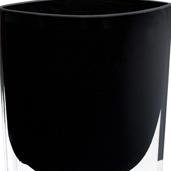 8 Mouth Blown Crystal European Made Lead Free Jet Black Pocket Shaped Vase - Image 4