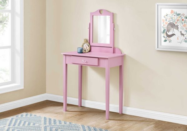 Pink Vanity Mirror and Storage Drawer - Image 3