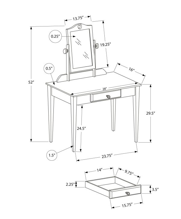 Pink Vanity Mirror and Storage Drawer - Image 4