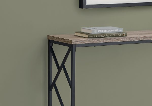 44" Rectangular TaupewithBlack Metal Hall Console Accent Table - Image 2