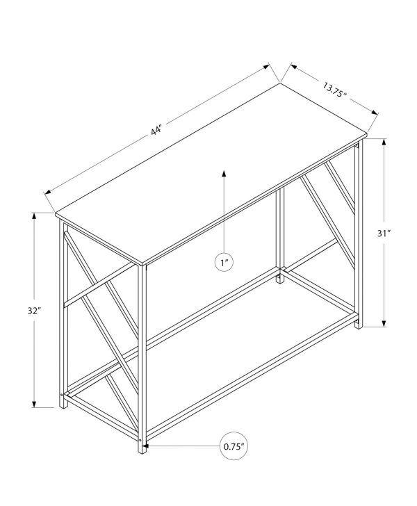 44" Rectangular TaupewithBlack Metal Hall Console Accent Table - Image 4