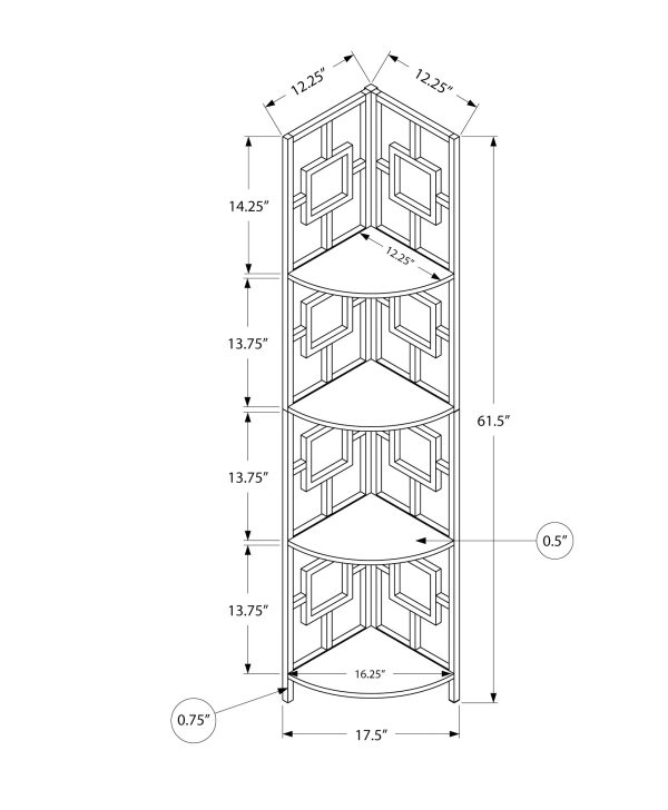 62" Bookcase WhiteandWhite Metal Corner Etagere with 4 shelves - Image 4
