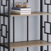62" 4 Tier Bookcase Dark TaupewithBlack Metal Etagere - Image 2