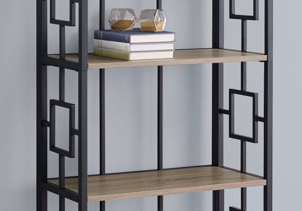 62" 4 Tier Bookcase Dark TaupewithBlack Metal Etagere - Image 2