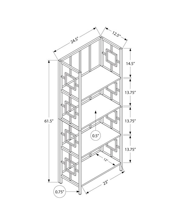 62" 4 Tier Bookcase Dark TaupewithBlack Metal Etagere - Image 4
