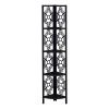 62" Bookcase with 4 Solid Black Shelves and Black Metal Corner Etagere