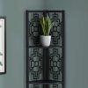 62" Bookcase with 4 Solid Black Shelves and Black Metal Corner Etagere - Image 2