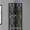 62" Bookcase with 4 Solid Taupe Shelves and Black Metal Corner Etagere - Image 2