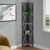 62" Bookcase with 4 Solid Taupe Shelves and Black Metal Corner Etagere - Image 3