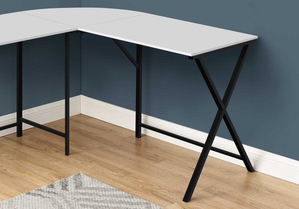 55" White Top and Black Metal Corner Computer Desk - Image 2