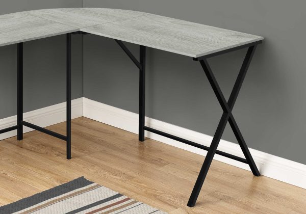 55" Grey Top and Black Metal Corner Computer Desk - Image 2