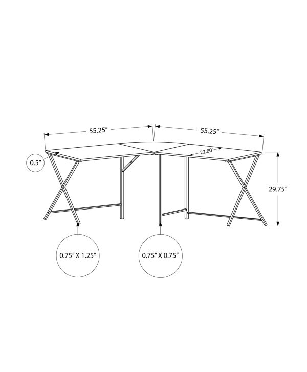 55" Grey Top and Black Metal Corner Computer Desk - Image 4
