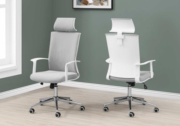 WhitewithGrey Fabric High Back Executive Office Chair - Image 3