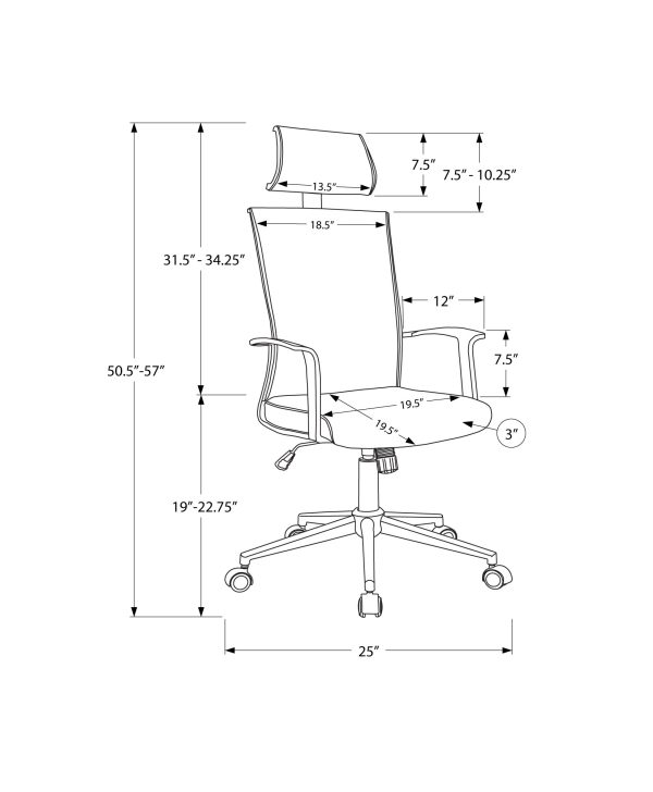 WhitewithGrey Fabric High Back Executive Office Chair - Image 4
