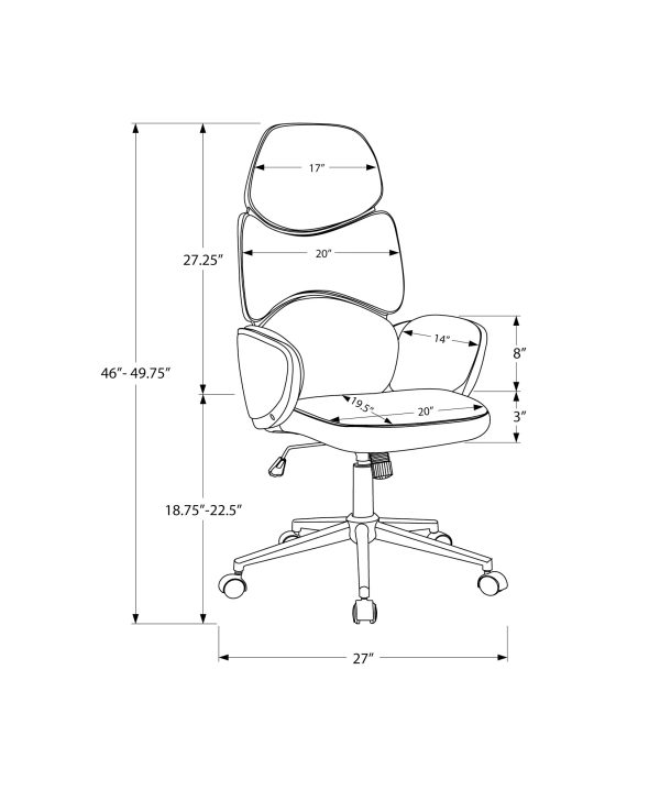 Grey Leather Look High Back Executive Office Chair - Image 4