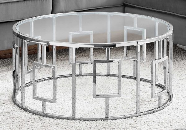 Glam Chrome and Glass Round Coffee Table - Image 2