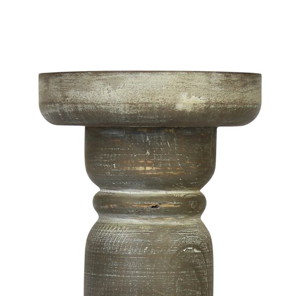 Rustic Gray Wash Wooden Candle Holder - Image 3