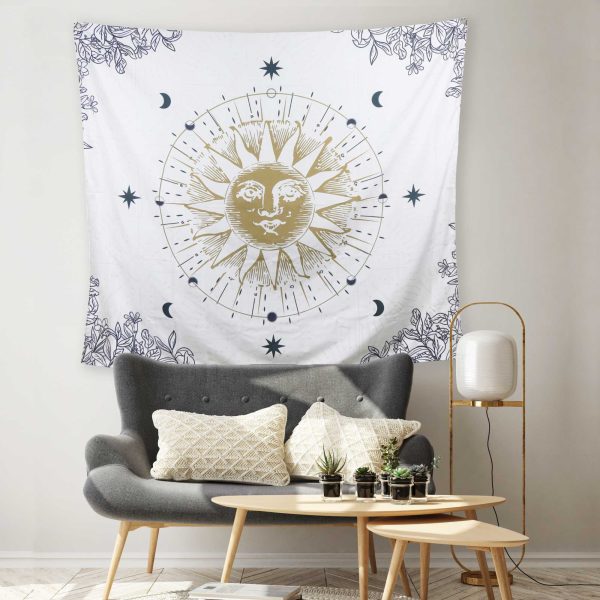 Sun Moon and Stars Celestial Tapesty Wall Hanging - Image 2