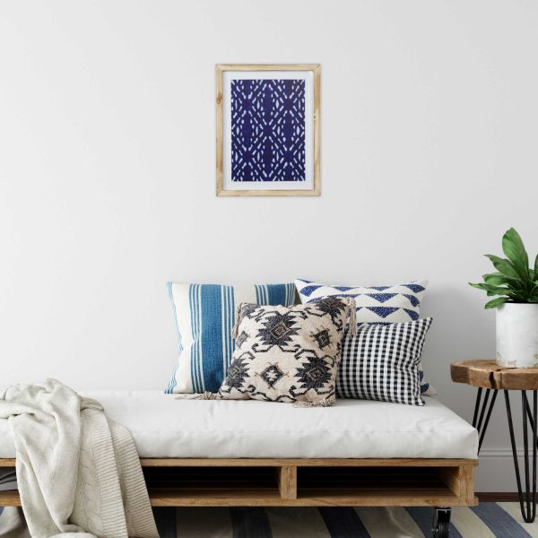Indigo and White Print Design Framed Wall Art - Image 2