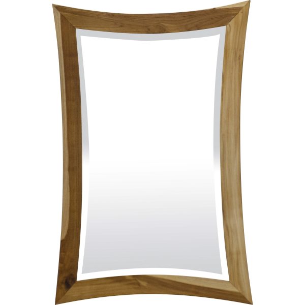 Modern Curves Solid Teak Wall Mirror in Natural Finish - Image 2