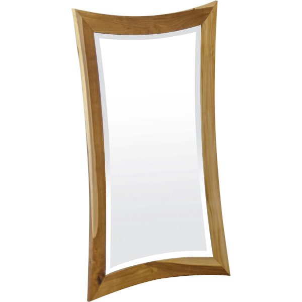 Modern Curves Solid Teak Wall Mirror in Natural Finish - Image 3