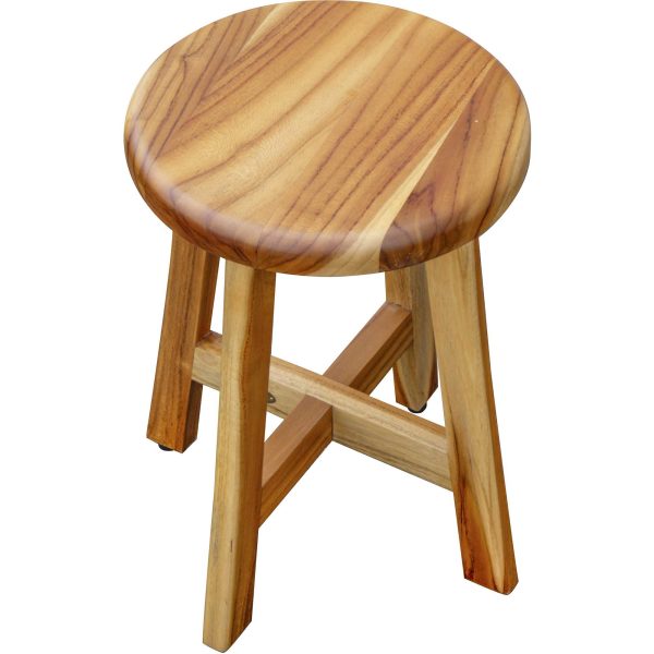 13" Round Compact Teak Chair in Natural Finish - Image 3