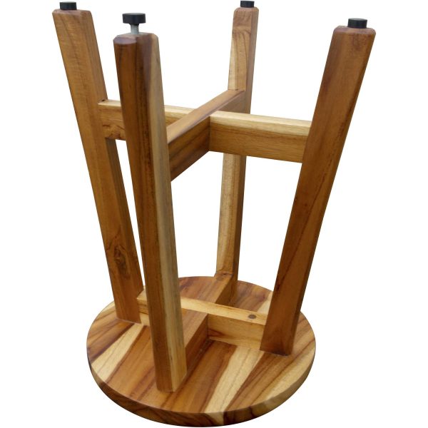 13" Round Compact Teak Chair in Natural Finish - Image 4