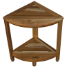 Compact Teak Corner Shower Stool with Shelf in Natural Finish - Image 2