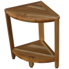 Compact Teak Corner Shower Stool with Shelf in Natural Finish - Image 3