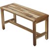 Rectangular Teak Shower Bench in Natural Finish - Image 3