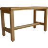 Compact Rectangular Teak Shower Outdoor Bench in Natural Finish